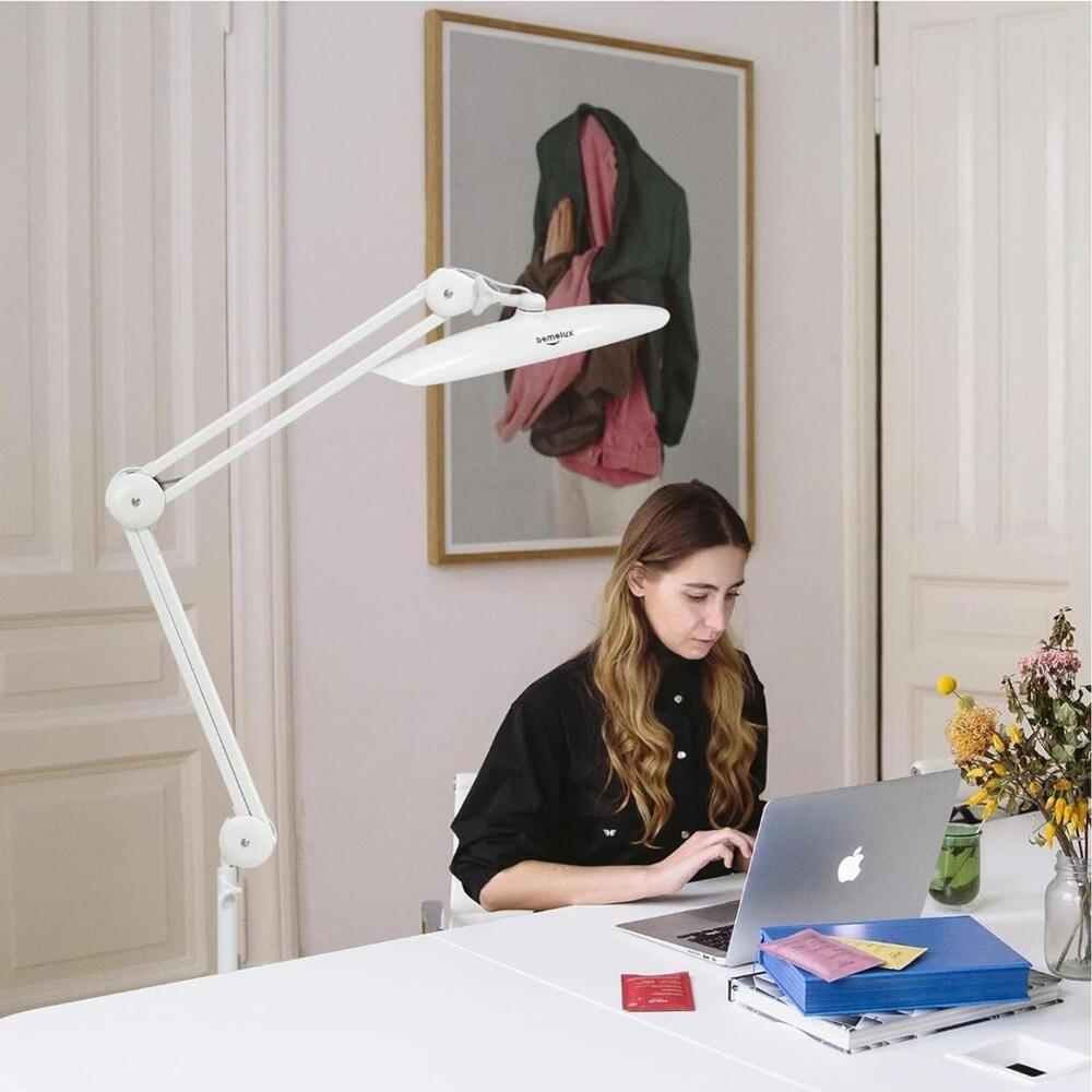 Five-Leg Floor Stand Base with Wheels for LED Desk & Magnifying Lamps (White) - Picture 5 of 8